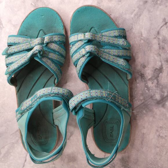 Teva‎ Tirra Metallic Girls Size 7 Strappy Sandals - Picture 2 of 9
